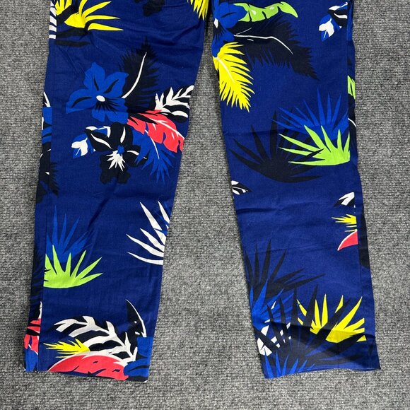 Polo Golf Ralph Lauren Pants Womens 2 Blue Cotton Stretch Crop Tropical Print - Picture 8 of 10